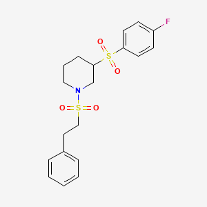 molecular formula C19H22FNO4S2 B2850410 3-((4-Fluorophenyl)sulfonyl)-1-(phenethylsulfonyl)piperidine CAS No. 1797262-59-9