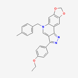 molecular formula C27H23N3O3 B2850413 3-(4-ethoxyphenyl)-5-(4-methylbenzyl)-5H-[1,3]dioxolo[4,5-g]pyrazolo[4,3-c]quinoline CAS No. 866344-73-2