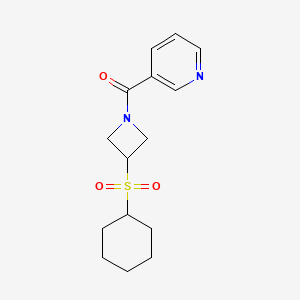 molecular formula C15H20N2O3S B2850427 (3-(环己基磺酰基)氮杂环丁-1-基)(吡啶-3-基)甲苯酮 CAS No. 1448136-45-5