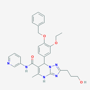 molecular formula C30H32N6O4 B285043 7-[4-(benzyloxy)-3-ethoxyphenyl]-2-(3-hydroxypropyl)-5-methyl-N-(3-pyridinyl)-4,7-dihydro[1,2,4]triazolo[1,5-a]pyrimidine-6-carboxamide 