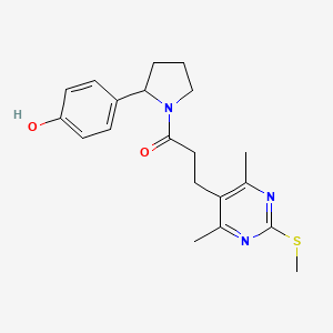 3-[4,6-Dimethyl-2-(methylsulfanyl)pyrimidin-5-yl]-1-[2-(4-hydroxyphenyl)pyrrolidin-1-yl]propan-1-one