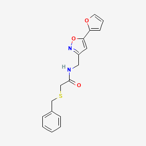 2-(benzylthio)-N-((5-(furan-2-yl)isoxazol-3-yl)methyl)acetamide