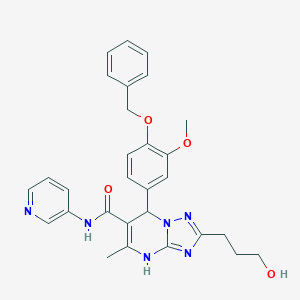 molecular formula C29H30N6O4 B285044 7-[4-(benzyloxy)-3-methoxyphenyl]-2-(3-hydroxypropyl)-5-methyl-N-(3-pyridinyl)-4,7-dihydro[1,2,4]triazolo[1,5-a]pyrimidine-6-carboxamide 