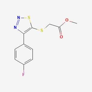 molecular formula C11H9FN2O2S2 B2850442 Methyl 2-{[4-(4-fluorophenyl)-1,2,3-thiadiazol-5-yl]sulfanyl}acetate CAS No. 338408-67-6