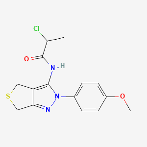 molecular formula C15H16ClN3O2S B2850443 2-氯-N-[2-(4-甲氧基苯基)-4,6-二氢噻吩并[3,4-c]吡唑-3-基]丙酰胺 CAS No. 392256-48-3