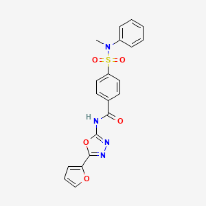 molecular formula C20H16N4O5S B2850449 N-[5-(furan-2-yl)-1,3,4-oxadiazol-2-yl]-4-[methyl(phenyl)sulfamoyl]benzamide CAS No. 851095-47-1