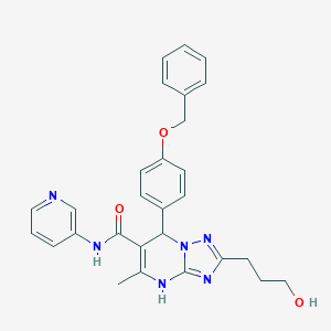 molecular formula C28H28N6O3 B285045 7-[4-(benzyloxy)phenyl]-2-(3-hydroxypropyl)-5-methyl-N-pyridin-3-yl-4,7-dihydro[1,2,4]triazolo[1,5-a]pyrimidine-6-carboxamide 