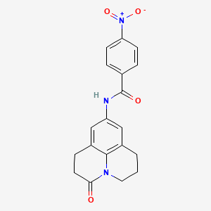 molecular formula C19H17N3O4 B2850453 4-硝基-N-(3-氧代-1,2,3,5,6,7-六氢吡啶并[3,2,1-ij]喹啉-9-基)苯甲酰胺 CAS No. 898455-38-4