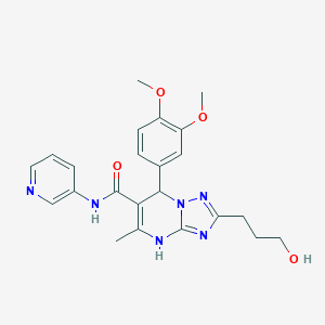 molecular formula C23H26N6O4 B285046 7-(3,4-dimethoxyphenyl)-2-(3-hydroxypropyl)-5-methyl-N-(3-pyridinyl)-4,7-dihydro[1,2,4]triazolo[1,5-a]pyrimidine-6-carboxamide 