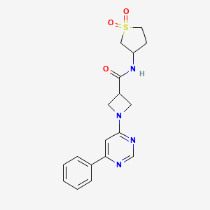 molecular formula C18H20N4O3S B2850464 N-(1,1-二氧化四氢噻吩-3-基)-1-(6-苯基嘧啶-4-基)氮杂环丁烷-3-甲酰胺 CAS No. 2034582-21-1