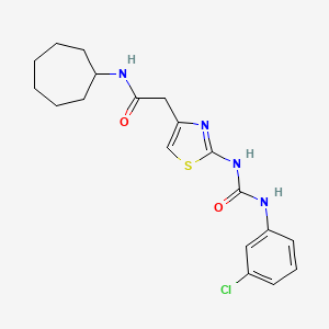 molecular formula C19H23ClN4O2S B2850471 2-(2-(3-(3-chlorophenyl)ureido)thiazol-4-yl)-N-cycloheptylacetamide CAS No. 921491-89-6