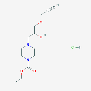 Ethyl 4-(2-hydroxy-3-(prop-2-yn-1-yloxy)propyl)piperazine-1-carboxylate hydrochloride