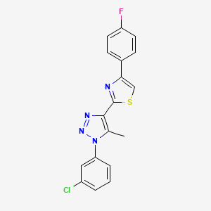 molecular formula C18H12ClFN4S B2850481 2-(1-(3-chlorophenyl)-5-methyl-1H-1,2,3-triazol-4-yl)-4-(4-fluorophenyl)thiazole CAS No. 1207035-06-0