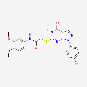 molecular formula C21H18ClN5O4S B2850487 2-((1-(4-chlorophenyl)-4-oxo-4,5-dihydro-1H-pyrazolo[3,4-d]pyrimidin-6-yl)thio)-N-(3,4-dimethoxyphenyl)acetamide CAS No. 946365-94-2