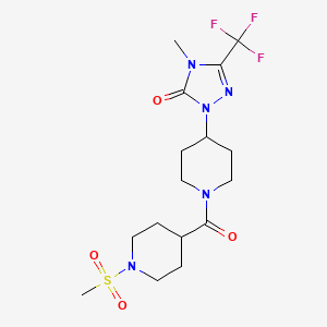 molecular formula C16H24F3N5O4S B2850488 4-methyl-1-(1-(1-(methylsulfonyl)piperidine-4-carbonyl)piperidin-4-yl)-3-(trifluoromethyl)-1H-1,2,4-triazol-5(4H)-one CAS No. 2034601-90-4