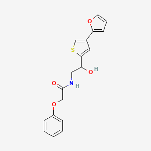 molecular formula C18H17NO4S B2850490 N-[2-[4-(Furan-2-yl)thiophen-2-yl]-2-hydroxyethyl]-2-phenoxyacetamide CAS No. 2380009-41-4