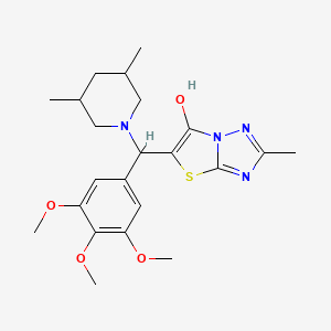 molecular formula C22H30N4O4S B2850492 5-((3,5-二甲基哌啶-1-基)(3,4,5-三甲氧基苯基)甲基)-2-甲基噻唑并[3,2-b][1,2,4]三唑-6-醇 CAS No. 1005072-27-4