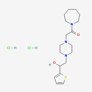 molecular formula C18H31Cl2N3O2S B2850495 1-(氮杂环庚基)-2-(4-(2-羟基-2-(噻吩-2-基)乙基)哌嗪-1-基)乙酮二盐酸盐 CAS No. 1396883-84-3