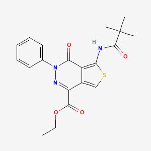 molecular formula C20H21N3O4S B2850496 Ethyl 4-oxo-3-phenyl-5-pivalamido-3,4-dihydrothieno[3,4-d]pyridazine-1-carboxylate CAS No. 851946-74-2