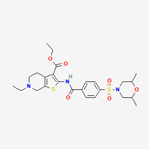 molecular formula C25H33N3O6S2 B2850499 Ethyl 2-(4-((2,6-dimethylmorpholino)sulfonyl)benzamido)-6-ethyl-4,5,6,7-tetrahydrothieno[2,3-c]pyridine-3-carboxylate CAS No. 449767-61-7