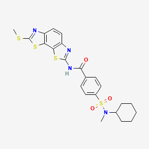 B2850501 4-[cyclohexyl(methyl)sulfamoyl]-N-(2-methylsulfanyl-[1,3]thiazolo[4,5-g][1,3]benzothiazol-7-yl)benzamide CAS No. 442557-13-3