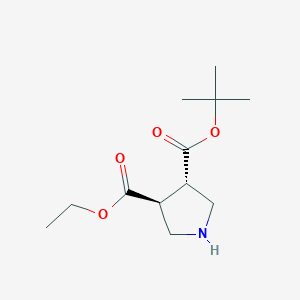 molecular formula C12H21NO4 B2850517 3-O-Tert-butyl 4-O-ethyl (3S,4S)-pyrrolidine-3,4-dicarboxylate CAS No. 2375250-89-6