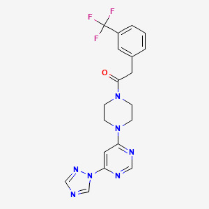 molecular formula C19H18F3N7O B2850522 1-(4-(6-(1H-1,2,4-triazol-1-yl)pyrimidin-4-yl)piperazin-1-yl)-2-(3-(trifluoromethyl)phenyl)ethanone CAS No. 1705351-21-8