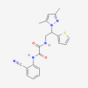molecular formula C20H19N5O2S B2850525 N1-(2-cyanophenyl)-N2-(2-(3,5-dimethyl-1H-pyrazol-1-yl)-2-(thiophen-2-yl)ethyl)oxalamide CAS No. 2034269-18-4