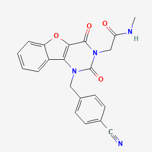 molecular formula C21H16N4O4 B2850526 2-(1-(4-cyanobenzyl)-2,4-dioxo-1,2-dihydrobenzofuro[3,2-d]pyrimidin-3(4H)-yl)-N-methylacetamide CAS No. 1251634-44-2