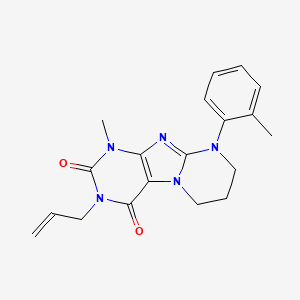 molecular formula C19H21N5O2 B2850532 1-methyl-9-(2-methylphenyl)-3-prop-2-enyl-7,8-dihydro-6H-purino[7,8-a]pyrimidine-2,4-dione CAS No. 876900-55-9
