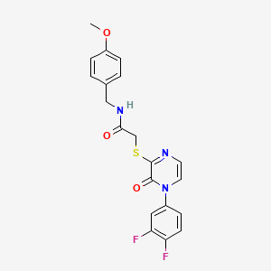 2-((4-(3,4-difluorophenyl)-3-oxo-3,4-dihydropyrazin-2-yl)thio)-N-(4-methoxybenzyl)acetamide