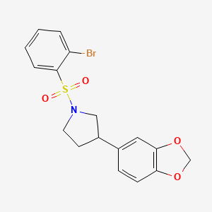 molecular formula C17H16BrNO4S B2850535 3-(Benzo[d][1,3]dioxol-5-yl)-1-((2-bromophenyl)sulfonyl)pyrrolidine CAS No. 2034563-47-6