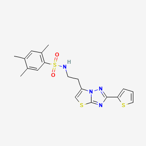 molecular formula C19H20N4O2S3 B2850537 2,4,5-trimethyl-N-(2-(2-(thiophen-2-yl)thiazolo[3,2-b][1,2,4]triazol-6-yl)ethyl)benzenesulfonamide CAS No. 946206-01-5
