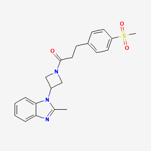 molecular formula C21H23N3O3S B2850542 1-[3-(2-Methylbenzimidazol-1-yl)azetidin-1-yl]-3-(4-methylsulfonylphenyl)propan-1-one CAS No. 2380177-66-0