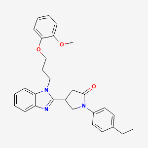 molecular formula C29H31N3O3 B2850546 1-(4-ethylphenyl)-4-{1-[3-(2-methoxyphenoxy)propyl]-1H-benzimidazol-2-yl}pyrrolidin-2-one CAS No. 847394-75-6