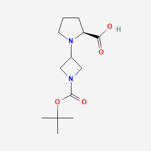 molecular formula C13H22N2O4 B2850547 (2S)-1-[1-[(2-methylpropan-2-yl)oxycarbonyl]azetidin-3-yl]pyrrolidine-2-carboxylic acid CAS No. 1217700-03-2