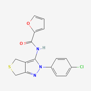 molecular formula C16H12ClN3O2S B2850548 N-(2-(4-chlorophenyl)-4,6-dihydro-2H-thieno[3,4-c]pyrazol-3-yl)furan-2-carboxamide CAS No. 361169-01-9