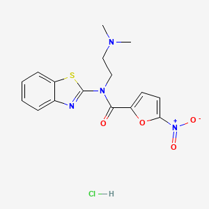 molecular formula C16H17ClN4O4S B2850550 N-(benzo[d]thiazol-2-yl)-N-(2-(dimethylamino)ethyl)-5-nitrofuran-2-carboxamide hydrochloride CAS No. 1216430-03-3