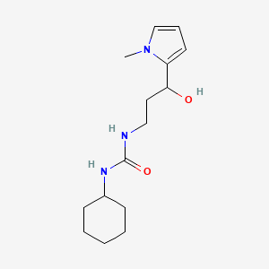 molecular formula C15H25N3O2 B2850555 1-cyclohexyl-3-(3-hydroxy-3-(1-methyl-1H-pyrrol-2-yl)propyl)urea CAS No. 1798639-75-4