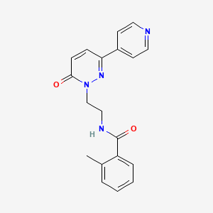 molecular formula C19H18N4O2 B2850558 2-methyl-N-(2-(6-oxo-3-(pyridin-4-yl)pyridazin-1(6H)-yl)ethyl)benzamide CAS No. 1021137-47-2