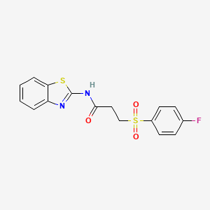 molecular formula C16H13FN2O3S2 B2850559 N-(benzo[d]thiazol-2-yl)-3-((4-fluorophenyl)sulfonyl)propanamide CAS No. 895470-30-1