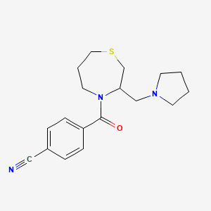 4-(3-(Pyrrolidin-1-ylmethyl)-1,4-thiazepane-4-carbonyl)benzonitrile