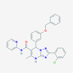 molecular formula C31H25ClN6O2 B285058 7-[3-(benzyloxy)phenyl]-2-(2-chlorophenyl)-5-methyl-N-(2-pyridinyl)-4,7-dihydro[1,2,4]triazolo[1,5-a]pyrimidine-6-carboxamide 