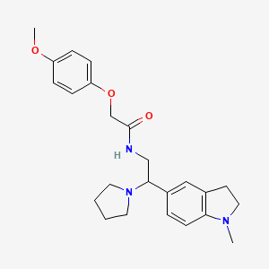 2-(4-methoxyphenoxy)-N-(2-(1-methylindolin-5-yl)-2-(pyrrolidin-1-yl)ethyl)acetamide