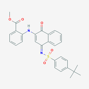 molecular formula C28H26N2O5S B285059 Methyl 2-[(4-{[(4-tert-butylphenyl)sulfonyl]imino}-1-oxo-1,4-dihydro-2-naphthalenyl)amino]benzoate 