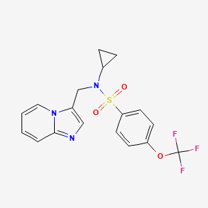 molecular formula C18H16F3N3O3S B2850590 N-cyclopropyl-N-(imidazo[1,2-a]pyridin-3-ylmethyl)-4-(trifluoromethoxy)benzenesulfonamide CAS No. 1448060-67-0