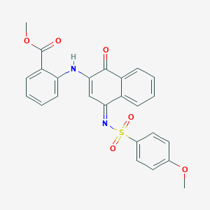 molecular formula C25H20N2O6S B285060 Methyl 2-[(4-{[(4-methoxyphenyl)sulfonyl]imino}-1-oxo-1,4-dihydro-2-naphthalenyl)amino]benzoate 
