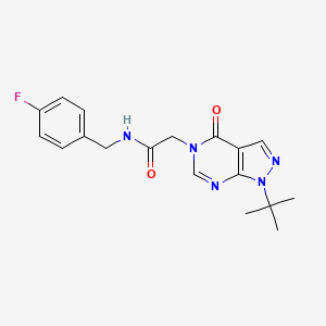 molecular formula C18H20FN5O2 B2850606 2-(1-tert-butyl-4-oxopyrazolo[3,4-d]pyrimidin-5-yl)-N-[(4-fluorophenyl)methyl]acetamide CAS No. 863448-07-1
