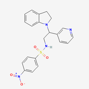 molecular formula C21H20N4O4S B2850608 N-(2-(indolin-1-yl)-2-(pyridin-3-yl)ethyl)-4-nitrobenzenesulfonamide CAS No. 898415-97-9