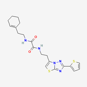 molecular formula C20H23N5O2S2 B2850611 N1-(2-(cyclohex-1-en-1-yl)ethyl)-N2-(2-(2-(thiophen-2-yl)thiazolo[3,2-b][1,2,4]triazol-6-yl)ethyl)oxalamide CAS No. 1211702-42-9